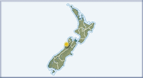 A map of New Zealand showing the location of the Pike River mine